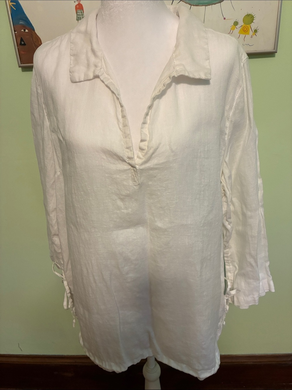 Sigrid Olsen white linen tunic, size XL